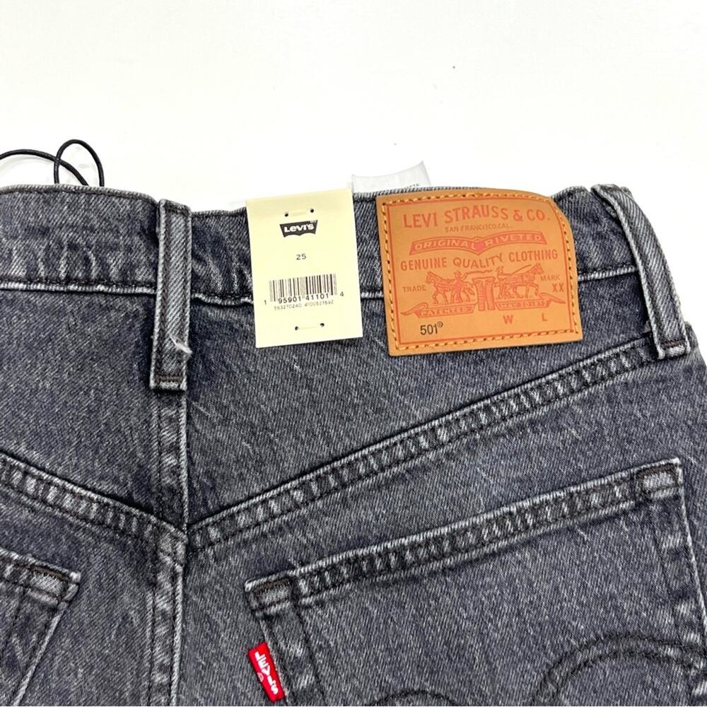 Levi’s 501 High-Rise Denim Shorts Cabo Rise Shorts BLACK sz 25 Button Fly - Picture 10 of 14
